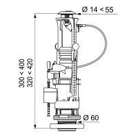 Heberglocke für WC mit 3/6L Taste DN 60