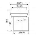 WC-Anschluß Ablaufgarnitur für Toilette Anschluss DN 110 Außermittig 15mm Stutzen