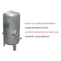 Druckbehälter 100L bis 300L mit Zubehör 9 bar senkrecht verzinkt  Druckkessel verzinkt für Hauswasserwerk senkrecht