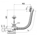 Wannenablauf Ab- Überlaufgarnitur mit Bowdenzug Automat Metall Länge 570 bis 1200 mm Stöpsel Groß Badewanne Siphon