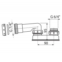 Geruchsverschluss für Ab Überlaufgarnitur 6/4" Badewanne Siphon Sifon Syfon Extra Flach Flachsiphon