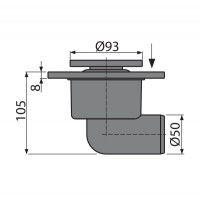 Bodenablauf Waagerecht 150X150 DN50 Grau Duschablauf Badablauf Kunstoff  Siphon Geruchsverschluss