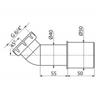Ablaufbogen für Ablaufgarnitur Duschtasse  45 Grad 6/4"