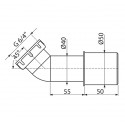 Ablaufbogen für Ablaufgarnitur Duschtasse  45 Grad 6/4"
