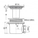 Dusche Ablaufgarnitur DN 90 Ablaufbogen Geruchsverschluss Siphon Sifon Duschtassse Garnitur Metallabdeckung Chrom matt