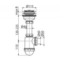 Spültisch Flaschen Siphon Rostfreies Gitter DN 115 Universal Anschluss DN40/50 Ablaufgarnitur Ablauf Spülbecken Spüle