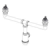 Siphon für Doppelspülbecken Edelstahl Gitter DN 70 Universal DN40/50 Ablaufgarnitur Ablauf Spülbecken Doppelbecken