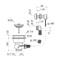 Siphon mit Überlauf für das Spülbecken Automatisch