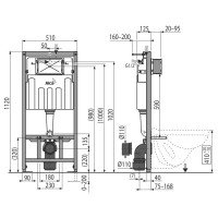 (112cm) WC Vorwandelement für Trockenbau Unterputzspülkasten Spülkasten Wand WC hängend 112 cm inkl. Schallschutz