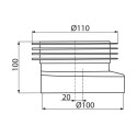 Manschette Rosette für WC- Anschluss Ablaufgarnitur Anschluss DN 110 Ausführung außermittig