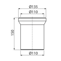 WC-Anschluß Anschlussstutzen Länge 15 cm Abfluß weiß weiss WC-Abfluß Abflussrohr WC Verbindung für Toilette