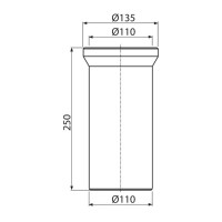 WC-Anschluß Anschlussstutzen Länge 25 cm Abfluß weiß weiss WC-Abfluß Abflussrohr WC Verbindung für Toilette