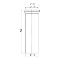 WC-Anschluß Anschlussstutzen Länge 40 cm Abfluß weiß weiss WC-Abfluß Abflussrohr WC Verbindung für Toilette